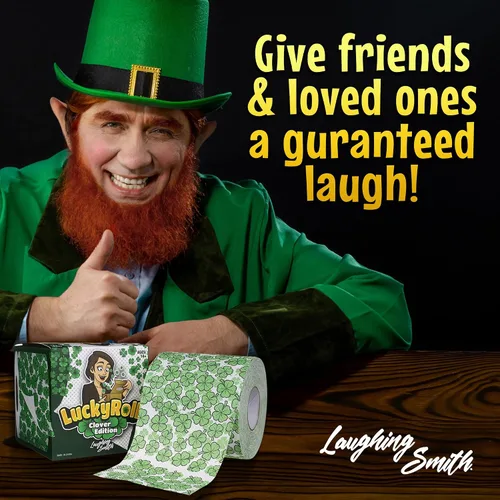 Vista 6 de Laughing Smith Papel higiénico novedoso – Lucky Roll de papel higiénico de trébol de cuatro hojas, regalo divertido del día de San Patricio