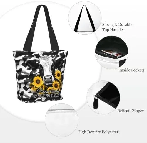 Vista 4 de Tiger King Print Canvas Tote Bolsa de comestibles Bolsos con estampado de tigre Bolsas de hombro
