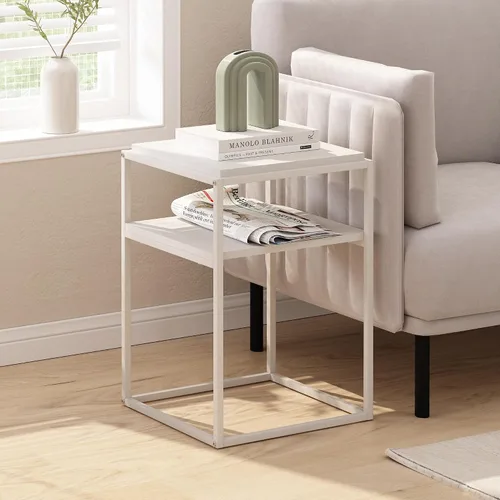 Vista 15 de Furinno JAYA Mesa auxiliar ovalada de diseño simple con contenedor, americano/cromo