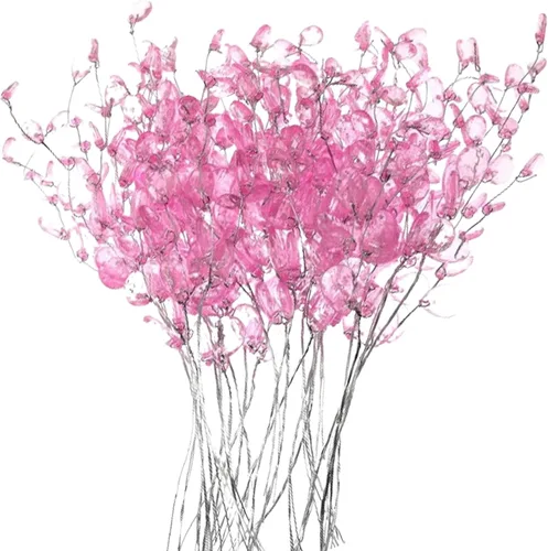 Vista 9 de 20 tallos de flores artificiales, adornos acrílicos de cristal, ramos artificiales, gotas de cuentas acrílicas, ramas de flores para bodas y Verde