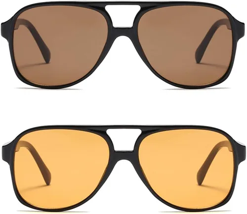 Vista 39 de Freckles Mark Lentes de sol clásicos estilo retro de los años 70 para mujeres y hombres, montura estilo aviador, cuadrada, grande y de moda