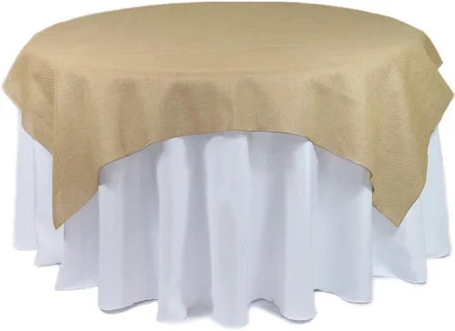 Vista 5 de Your Chair Covers - Mantel redondo de yute rústico de yute natural de 60 pulgadas para bodas, fiestas, cocina, hogar, comedor