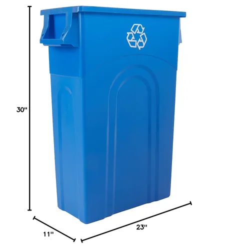 Vista 7 de United Solutions TI0032 Highboy contenedor de residuos en negro, Plástico, azul, (Recycle-Blue), Paquete de 1