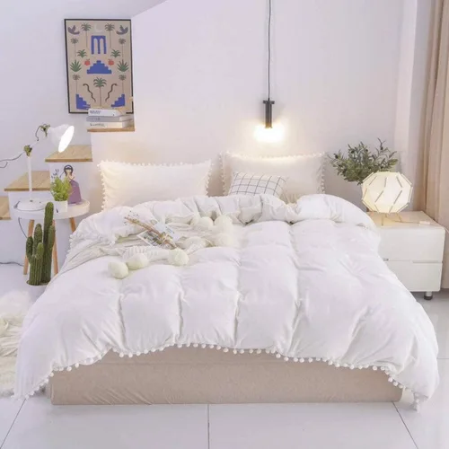 Vista 35 de Edredón hippie puro con borlas para dormitorio, manta bohemia con flecos indios, funda de edredón de algodón para mujer con fundas de almohada
