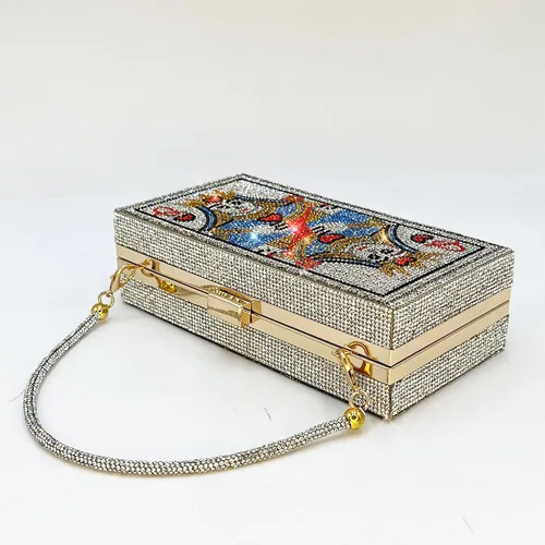 Vista 5 de Powerpurlife Bolsa de mano con diamantes de imitación para fiesta de noche para mujer