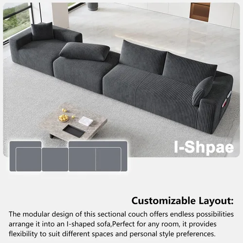 Vista 10 de 108" Cloud Couch Modular Sectional Sofa for Living Room, L Shaped Boneless Couch with Deep Seat Chaise, No Assembly Required Foam Sleeper Sofa for