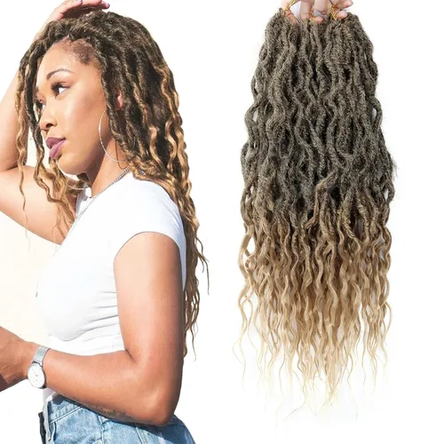 Vista 13 de Rizos de cabello sintético tejido en crochet de 16 pulgadas, 8 paquetes, Rizos de cabello tejido en crochet pre-enlazados con extremos rizados