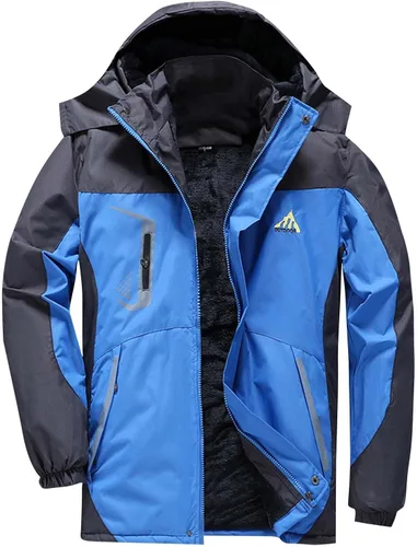 Vista 10 de Chaqueta de esquí impermeable para hombre, abrigo de nieve de forro polar, resistente al viento, con capucha, rompevientos, montaña, ropa