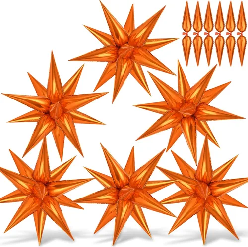Vista 16 de 72 unidades de globos de estrella, grandes globos de cono de estrella metálicos de 26 pulgadas, globos de papel de aluminio de explosión colorida