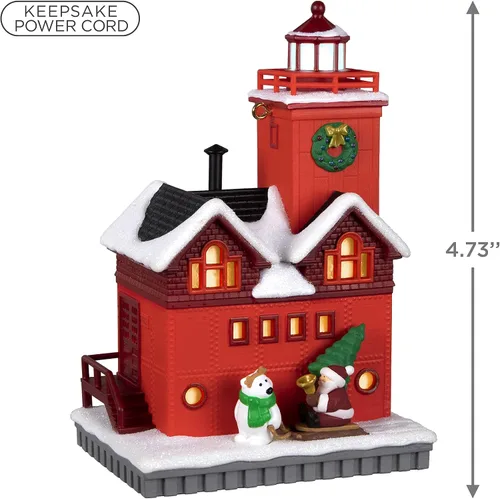 Vista 5 de Hallmark Keepsake Adorno navideño de plástico con fecha de año 2022, faro navideño con luz