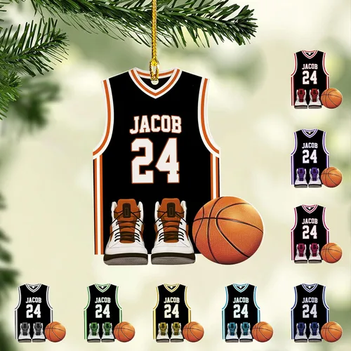 Vista 16 de Adorno Personalizado de Baloncesto 2025 - Adorno de Jugador de Baloncesto - Adornos de Árbol de Navidad de Baloncesto - Regalos de Jugador de Bkb 5
