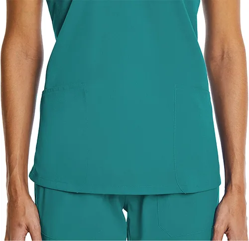 Vista 4 de V-Neck Scrub Top for Women 2 Pocket 4-Way Stretch for Medical Dental Spa EL9105