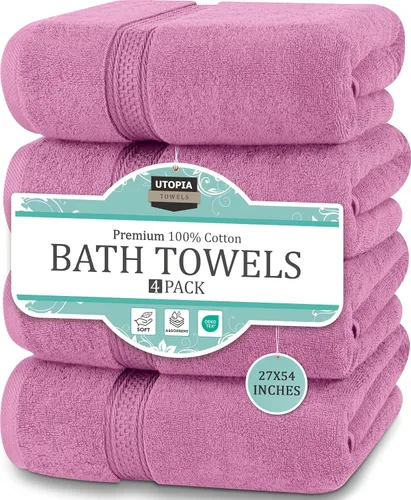 Vista 15 de Toallas de baño de algodón de lujo de 700 GSM (4 unidades, 27 x 54 pulgadas) por Utopia, Beige