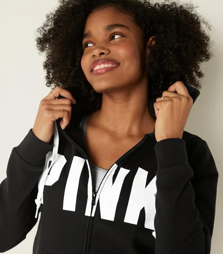 Vista 3 de Victoria's Secret Sudadera con cremallera completa con logotipo rosa para mujer (XS-XXL)