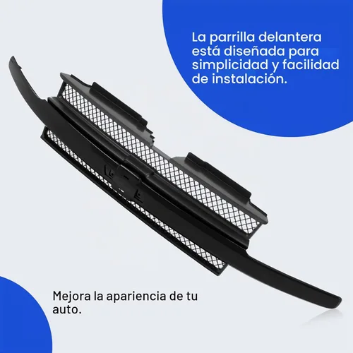 Vista 5 de CarPartsDepot - Parrilla frontal para Chevy Trailblazer 02-05, color negro y gris