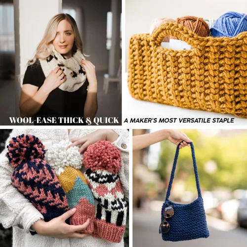 Vista 6 de Lion Brand Yarn - Ovillo de lana Wool-Ease Thick & Quick color fuerza aérea Super Bulky Wool Acrylic Blend Fiber for Soft Hats, Sweaters, Chunky