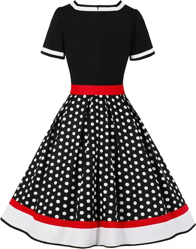 Vista 2 de Nihsatin Vestido vintage de los años 50, estilo retro, rockabilly, vestido de cóctel con cinturón