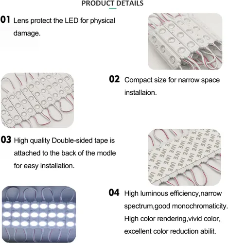 Vista 6 de Erudite 20 luces de repuesto para inflables DC12V luces LED inflables blancas con 3 LED autoadhesivos, inflables de vacaciones en el patio