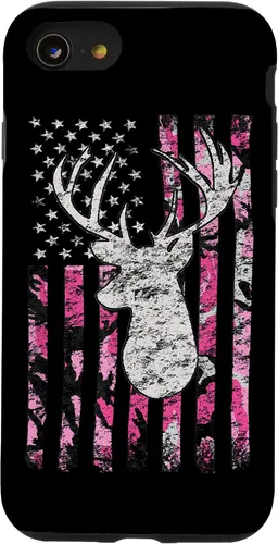 Vista 18 de Pink Camo American Flag Deer Hunter Women's Hunting Case for iPhone 17