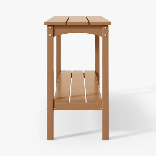 Vista 5 de WestinTrends Malibu - Mesa consola Adirondack de 55 pulgadas para patio al aire libre, 2 niveles, teca