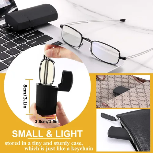 Vista 3 de Folding Reading Glasses Blue Light Blocking, Soft Nose Pad Spring Hinge Portable Thin Readers for Men Women 3 Pack