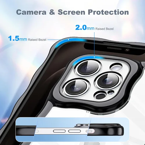 Vista 5 de SKYLMW Funda compatible con iPhone 12 Pro, diseño de ondas rizadas kawaii, borde chapado de lujo, elegante parte trasera transparente brillante, TPU
