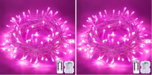 Vista 16 de JMEXSUSS Luces de Navidad multicolor que funcionan con pilas con 8 modos de control remoto, impermeables, 33 pies, 100 luces LED de Navidad