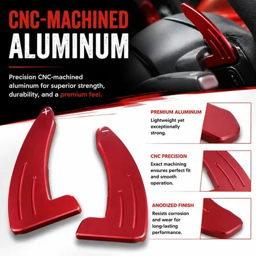 Vista 4 de Extensión de levas de cambio para Dodge Charger, Challenger - Cubiertas de levas de cambio de volante de aluminio billete compatibles con Dodge
