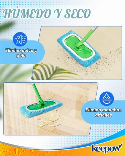 Vista 4 de KEEPOW Paquete de 6 almohadillas reutilizables para fregona compatibles con Azul - Paquete de 6