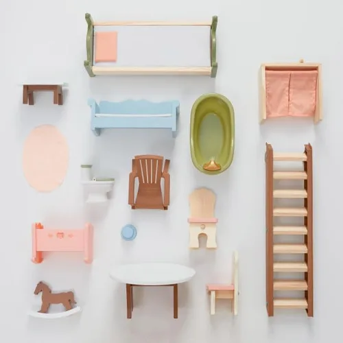 Vista 4 de KidKraft Charlotte Classic - Casa de muñecas de madera con 15 accesorios, para muñecas de 12 pulgadas