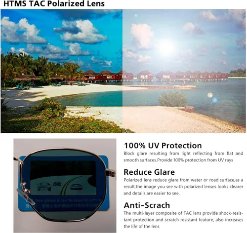 Vista 5 de Hipster. - Lentes de sol polarizados hexagonales para hombre y mujer, diseño geométrico, cuadrados, pequeños, marco de metal vintage, gafas de sol