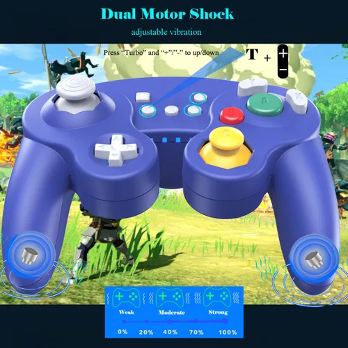 Vista 5 de EXLENE Gamecube Controller Switch, Wireless Switch Pro Controller for Nintendo SwitchLitePCAndroidIosSteam, Support Wake Up, Motion, Adjustable