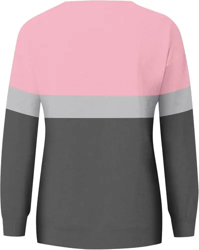 Vista 5 de Sudaderas de otoño para mujer, con cuello redondo, con bolsillos, ligeras, de manga larga, camisetas de moda 2023