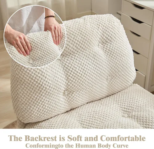 Vista 3 de Silla cruzada con ruedas más anchas y gruesas, silla de oficina con patas cruzadas, cómoda, ajustable, giratoria, color blanco