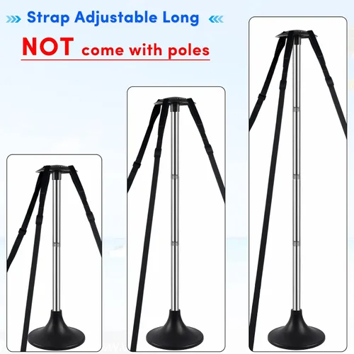 Vista 5 de Postes de soporte ajustables para cubierta de barco con correas, postes de barco con correa y gancho de acero inoxidable de 1 pulgada de ancho x 3.5