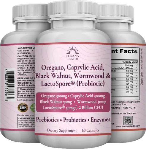 Vista 4 de Candida Cleanse Detox & Yeast Balance Gut Health Complex Anti Overgrowth- Oregano Caprylic Acid Black Walnut Wormwood Reishi 60 Caps, 11 Herbs