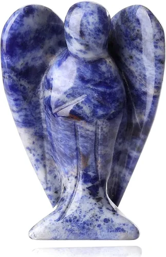 Vista 7 de YATOJUZI Estatua de ángel de obsidiana negra de 5 cm decorativa con cristales curativos de Reiki, piedra natural pulida tallada a mano, figuritas