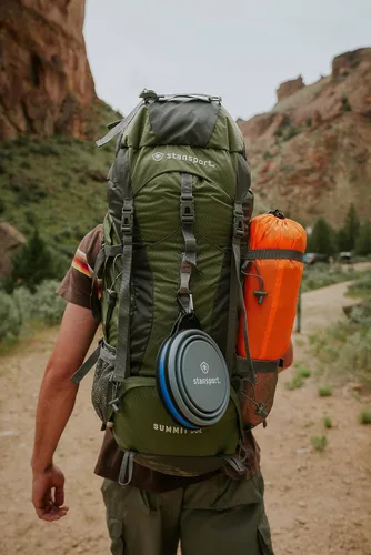 Vista 7 de Stansport Cuencos plegables de silicona para viaje, paquete de 2, gris y azul, grandes