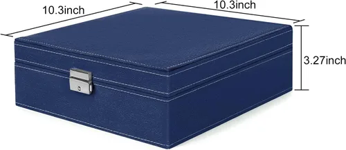 Vista 6 de MOSISO Joyero organizador apilable de doble capa con cerradura para mujeres, collar de terciopelo, aretes, pulsera, anillo y broche, color azul