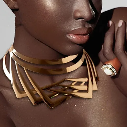 Vista 2 de Gold Choker Necklace for Women Men African Jewelry Necklace Statement Necklace Choker Collar Bib Gold Costume Jewelry for Girls Accessories Gift