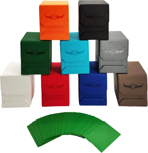Vista 7 de Zoopin - Caja de cuero cian para cartas coleccionables, MTG, Yugioh, Pokeman, TES Legacy, Munchkins CCG Decks y también fichas pequeñas o dados