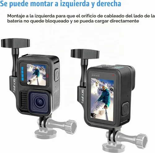 Vista 5 de Adaptador de soporte vertical de aluminio de 90 grados para GoPro Hero 13/12/11/10/9 Negro (ala voladora)