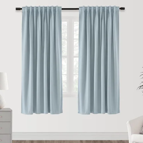 Vista 57 de SHINELAND Cortinas opacas cortas para ventanas de dormitorio, cortinas de baño, 45 pulgadas de largo