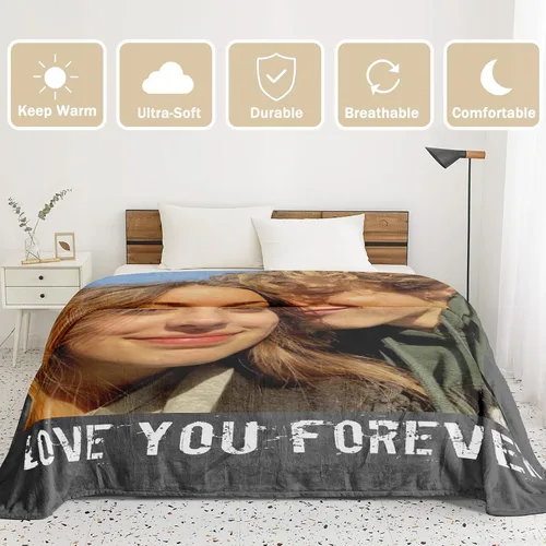 Vista 7 de Envío al día siguiente, manta personalizada para parejas con fotos, manta de franela personalizada, regalos para novio, novia, manta personalizada