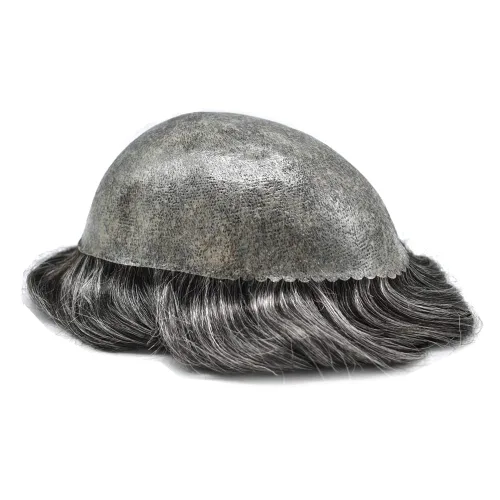 Vista 523 de Toupee para hombre 100% cabello humano real tupé para hombres 0.004 in piel de poliuretano para hombre, sistema de reemplazo de piezas de pelo