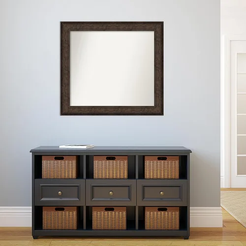 Vista 204 de Amanti Art Espejo de pared personalizado no biselado (25 x 25 pulgadas), marco de bronce acentuado, varios tamaños personalizados, espejo de baño