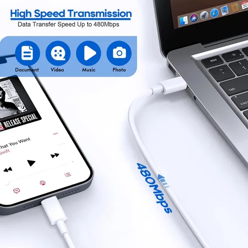 Vista 6 de Cargador rápido para iPhone, [certificado MFi] 2 paquetes de 20 W de doble puerto PD/QC3.0 USB C cargador de pared con cable USB C a Lightning de 6