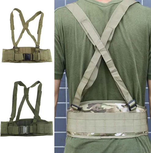 Vista 7 de FAMI Cinturón de cintura Molle con tirantes ajustables y correas libres