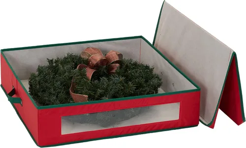 Vista 8 de Household Essentials - Envase de almacenamiento para coronas navideñas de 24 pulgadas, con asas, lados resistentes, mantiene las coronas libres
