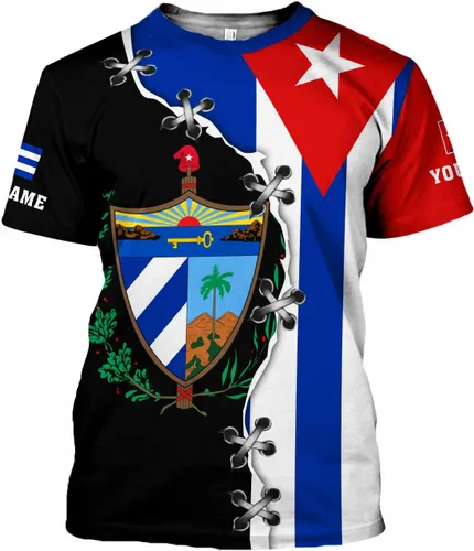 Vista 2 de MoonArt Camisa cubana 3D con nombre personalizado, camisetas cubanas para hombres y mujeres, camisa de la bandera de Cuba, sudadera, sudaderas